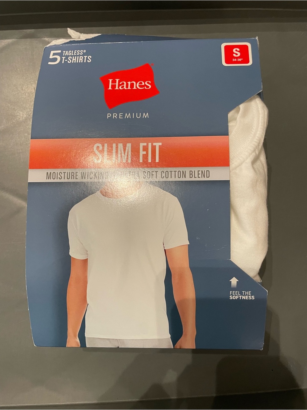 Hanes Men's Premium 5pk Slim Fit Crew Neck T-Shirt White Small 34-36 New